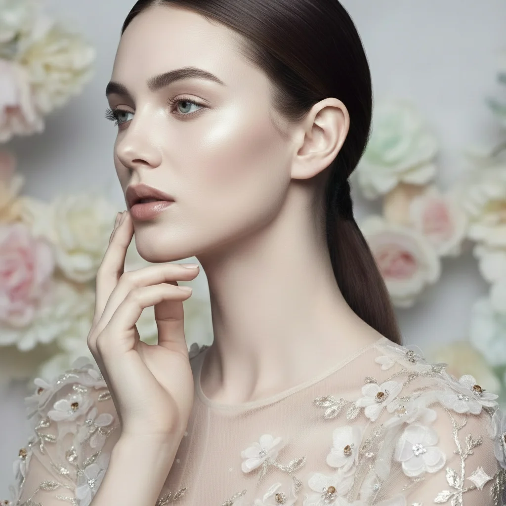 Сцена для продажи  -  Серьги ( девушка в полупрозрачном кутюр-платье с цветами)