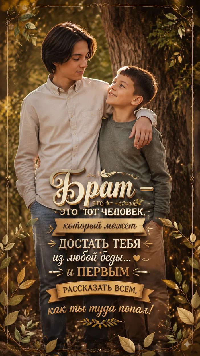 Фотосессия двух мальчиков на природе у дерева