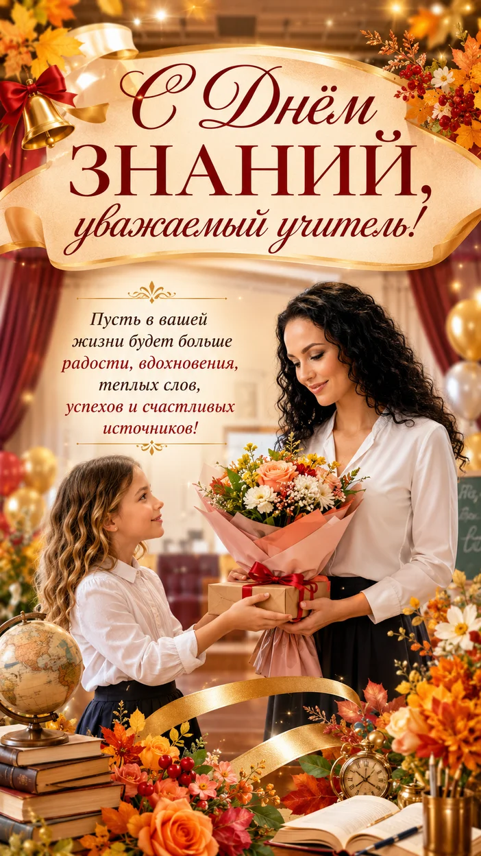 Фотооткрытка праздничный коллаж в актовом зале