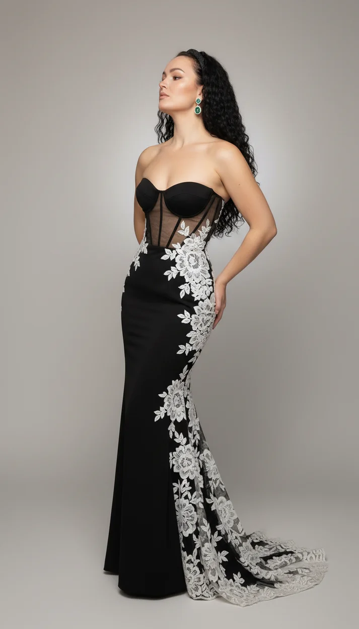  Контрастное вечернее платье couture