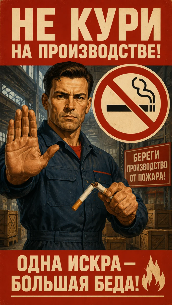 Фотосессия рабочего, ломающего сигарету у склада