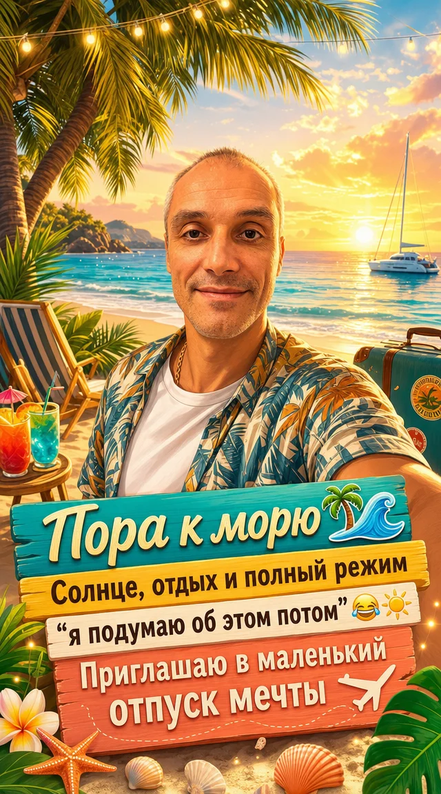 Приглашение на море  открытка 