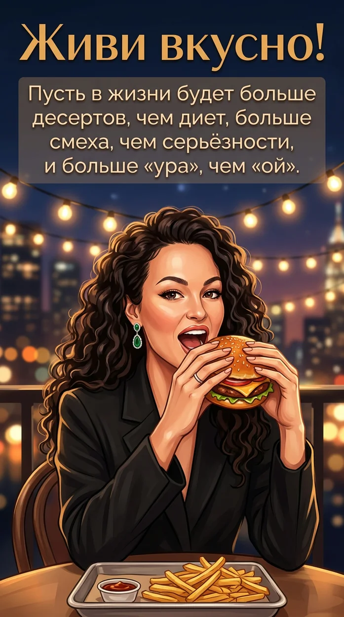 Открытка с вашим фото - Живи вкусно! 