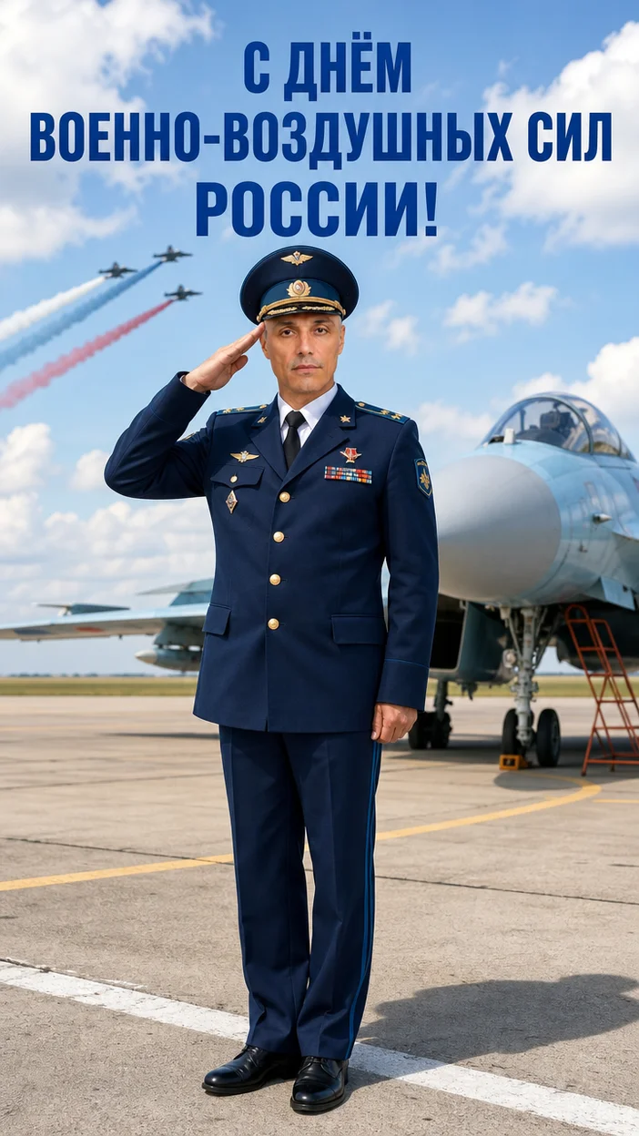 Фотосессия офицера‑чести у боевого самолёта
