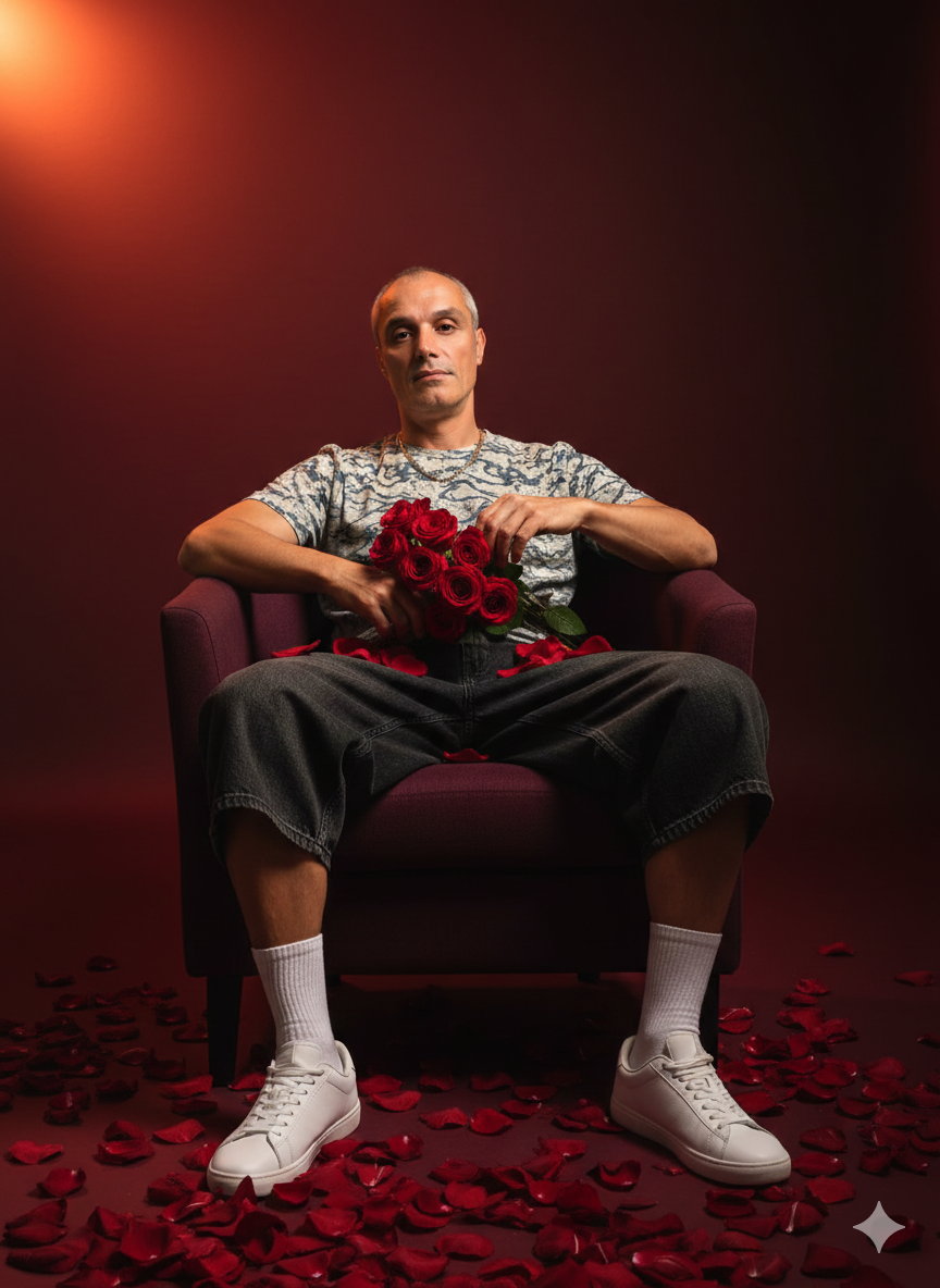 Мужчина с цветами на 14 февраля 