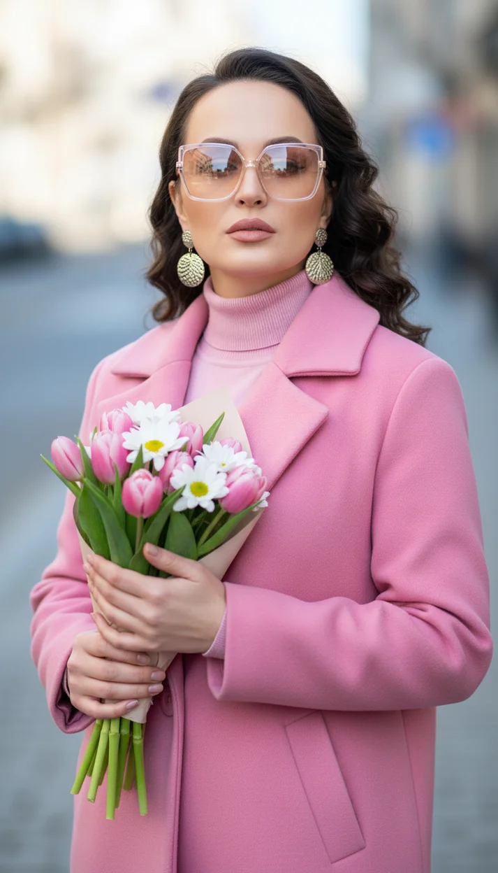 ИИ-фотосессия — Женщина в розовом пальто