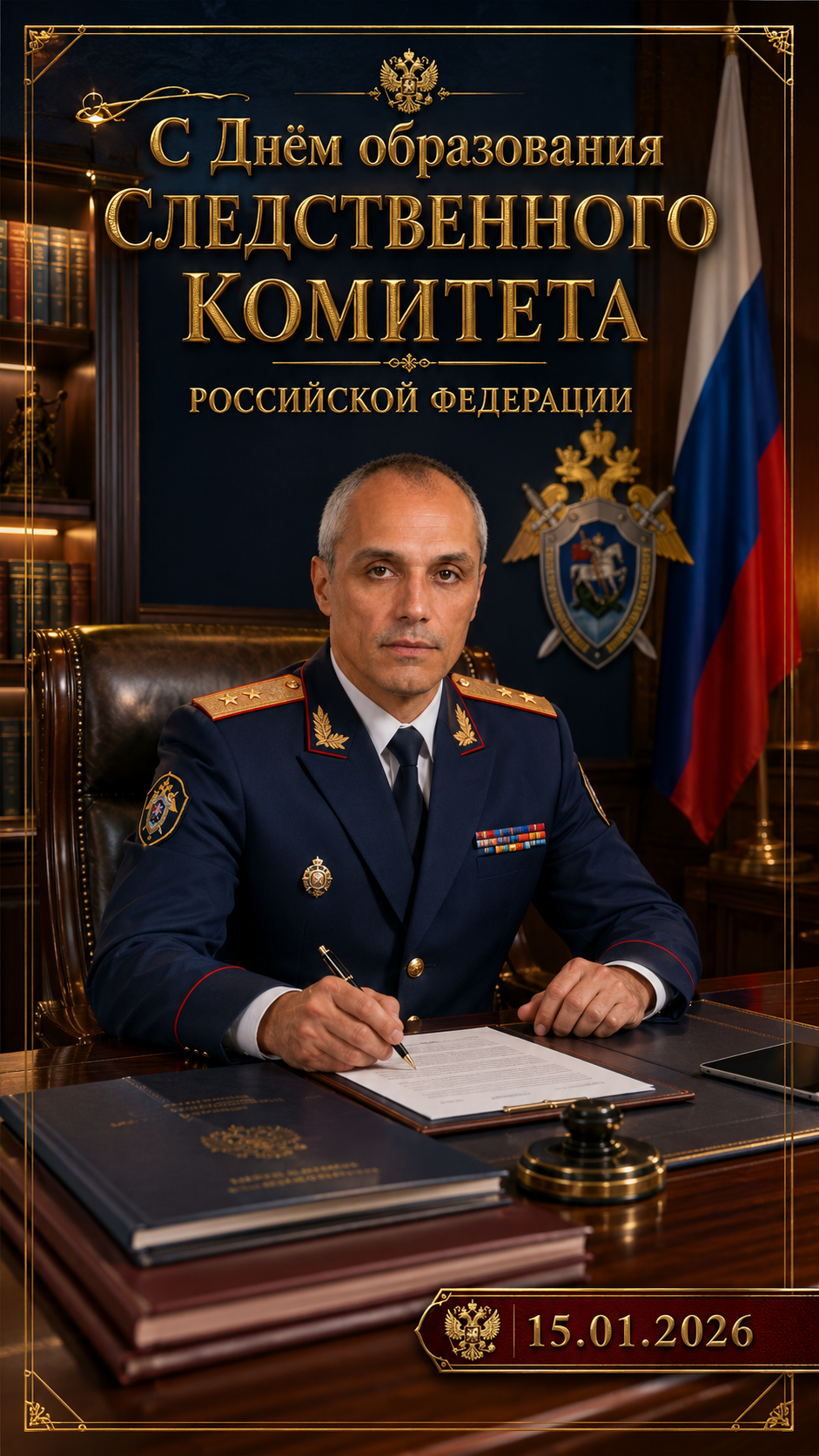 День образования Следственного комитета Российской Федерации — 15.01.2026 — официальная портретная открытка
