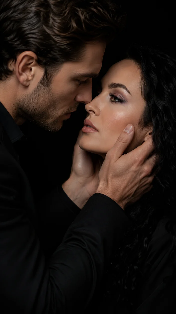 Фотосессия интимный портрет на чёрном фоне