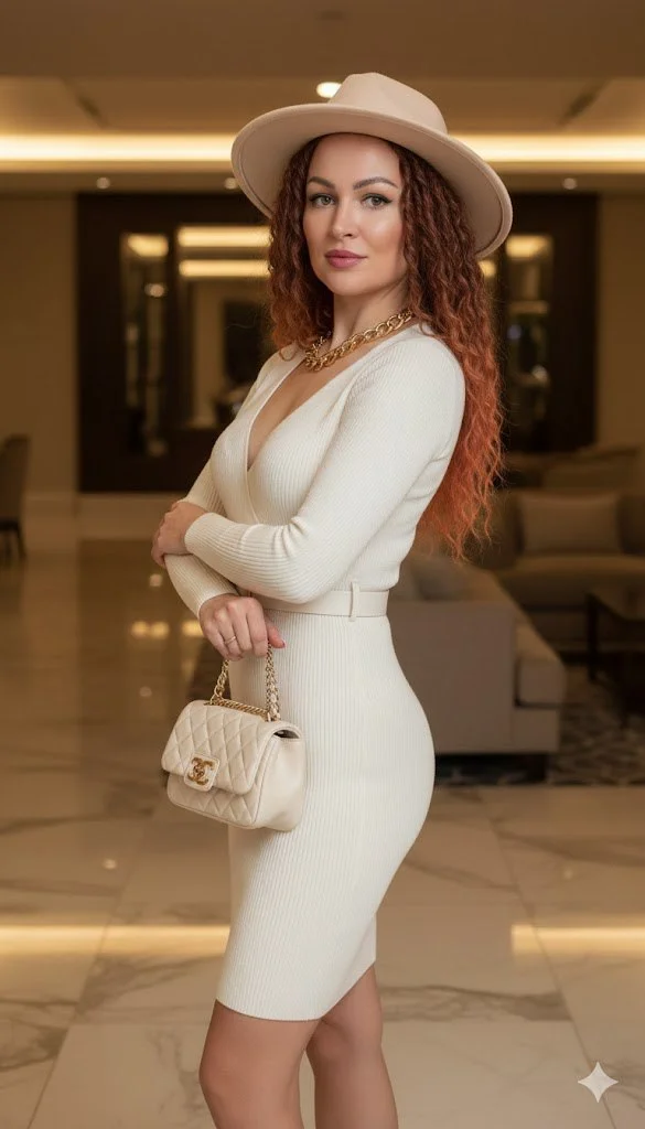 Роскошь отеля: молочное платье