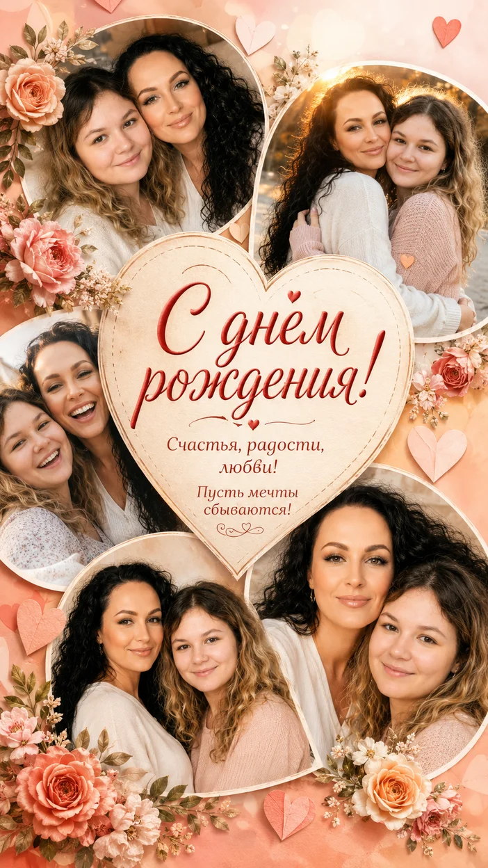 Фотооткрытка для родителей с поздравлением "С днём рождения!"
