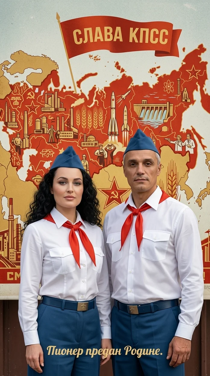 Пионеры СССР на фоне карты Советского Союза