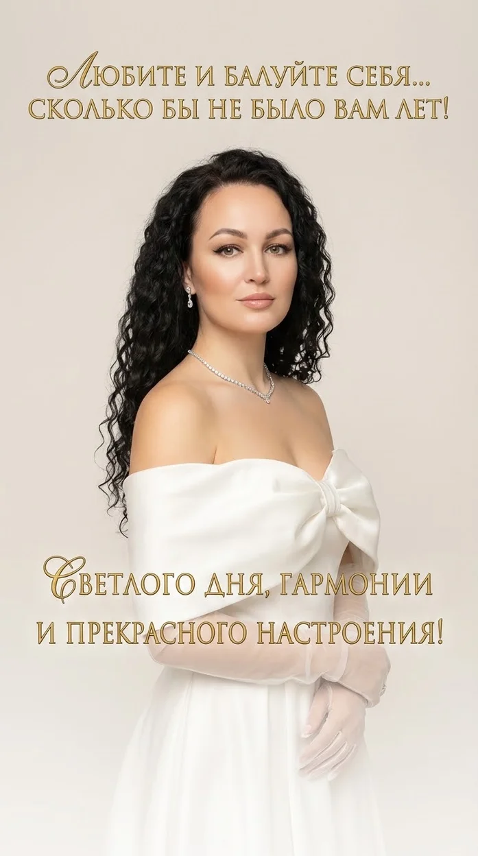 ИИ-фотосессия — Открытка с вашим фото - «ЛЮБИТЕ И БАЛУЙТЕ СЕБЯ… СКОЛЬКО БЫ НЕ БЫЛО ВАМ ЛЕТ!»