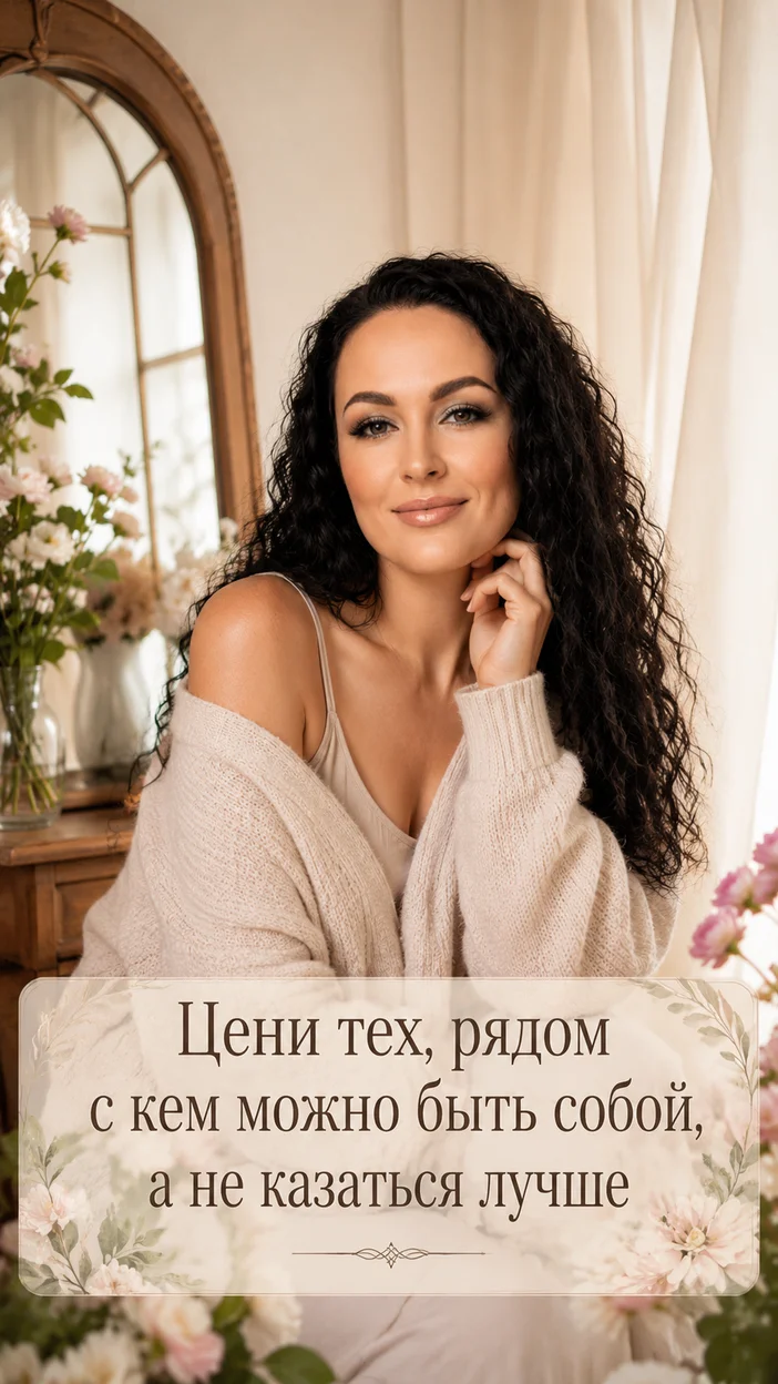 Фотооткрытка для тебя с текстом "Цени тех, рядом с кем можно быть собой, а не казаться лучше"