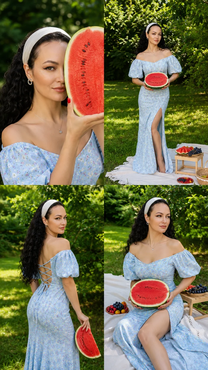  Летний фотоколлаж с арбузом в саду фотосессия 