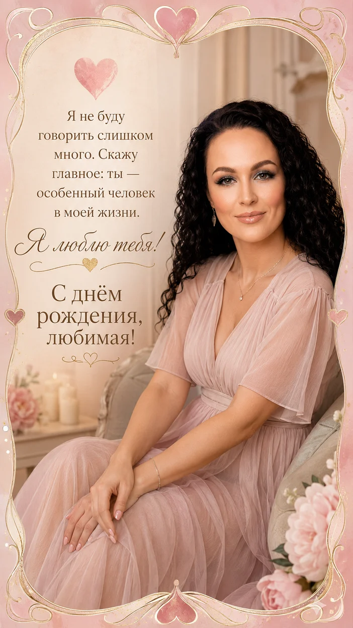 Фотосессия одна девушка в нежной рамке с сердечками