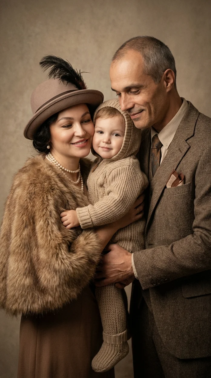 Семейный портрет в винтажном стиле 1920-х