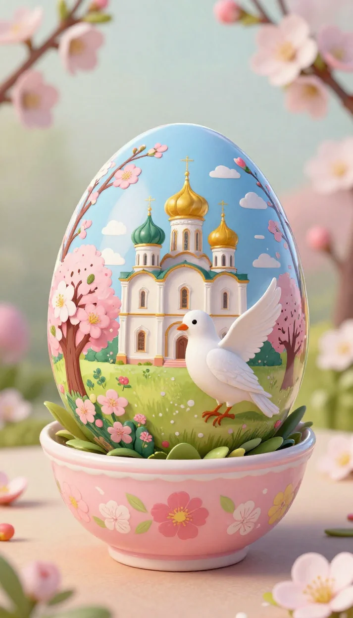 Пасхальное яйцо с отражением храма