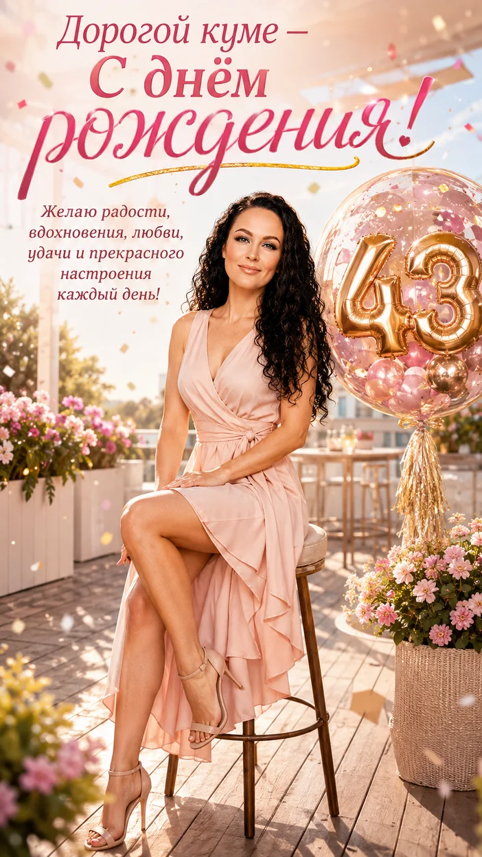 Фотооткрытка для кумы с поздравлением "С днём рождения!"
