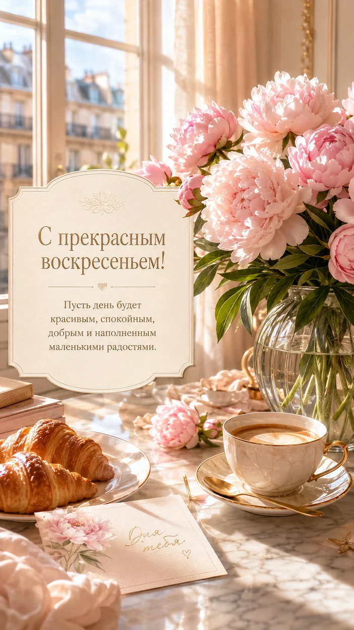 Фотооткрытка с текстом «С прекрасным воскресеньем!»