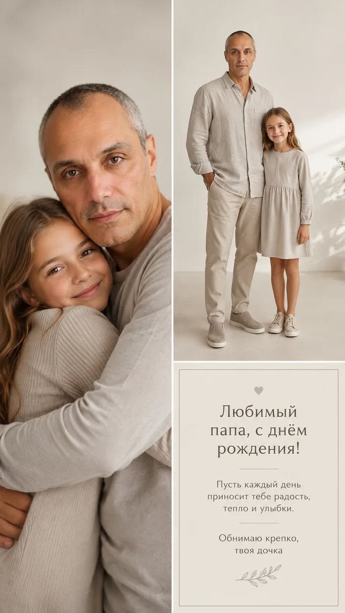 Фотосессия коллаж из 3 боксов — минималистичная открытка
