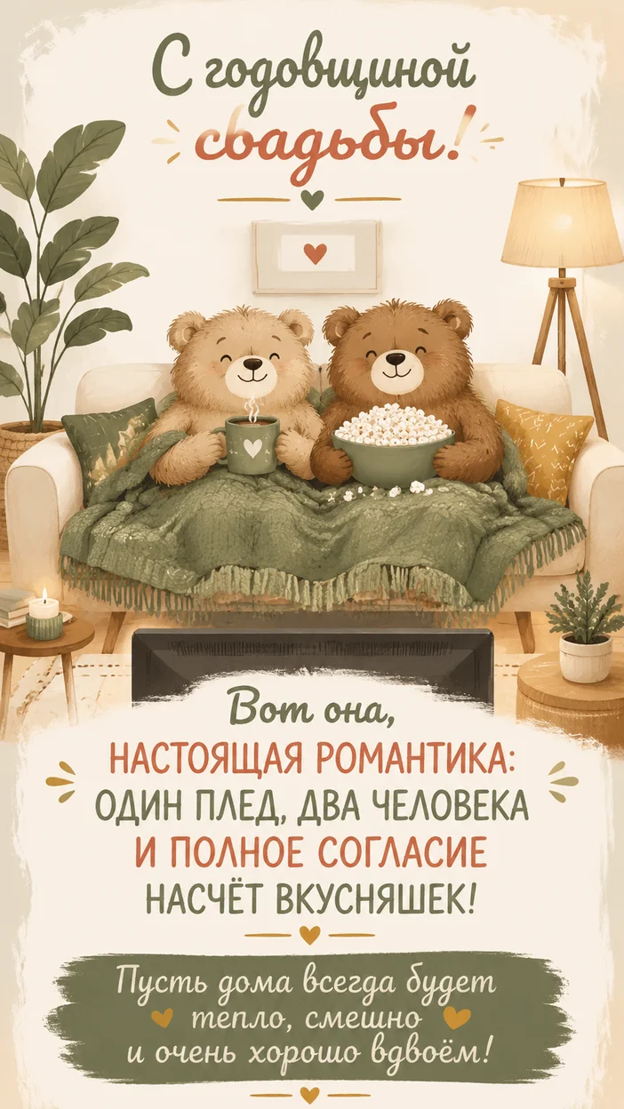 Фотосессия уютная открытка с двумя медведями к годовщине