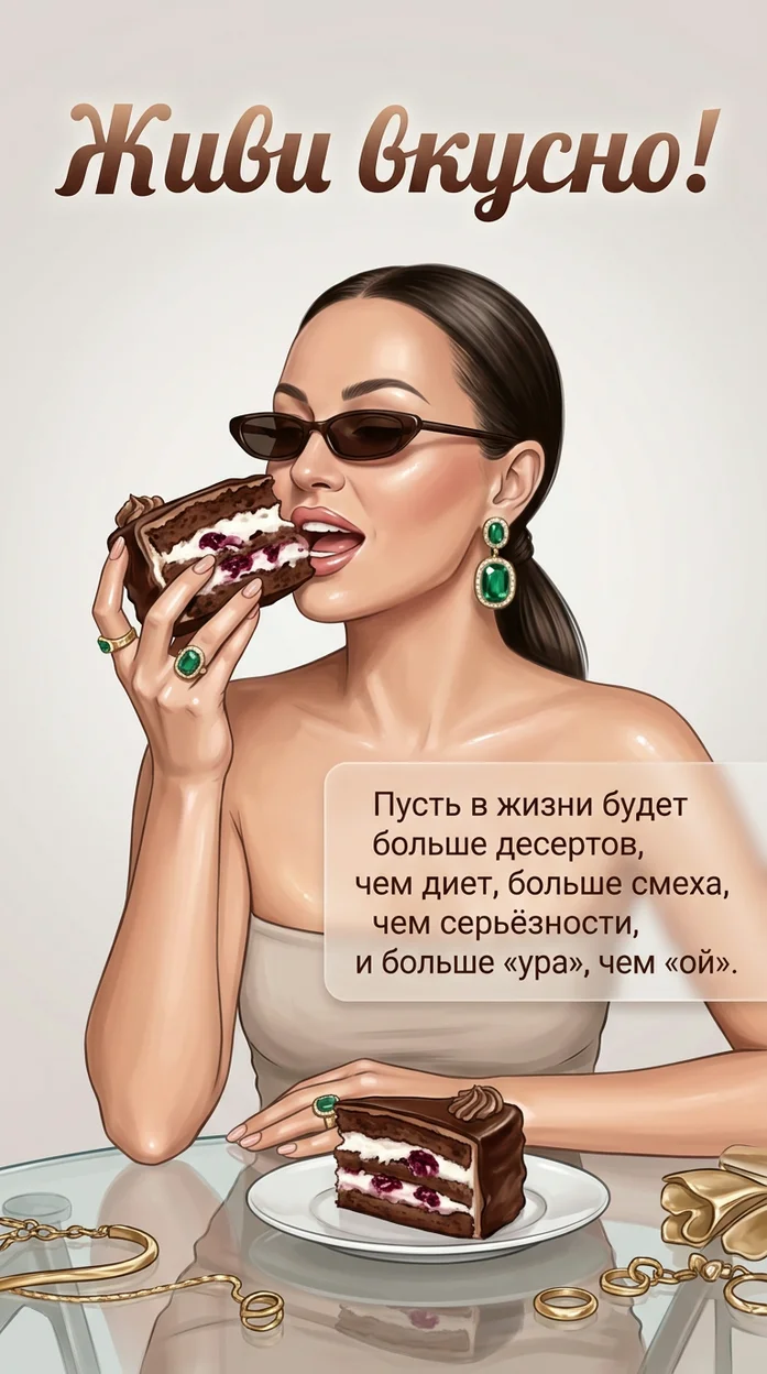 Открытка с вашим фото - Живи вкусно! 