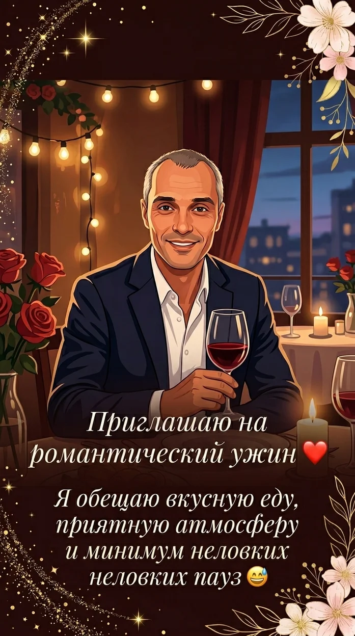 Приглашение на ужин с вашим фото ИИ