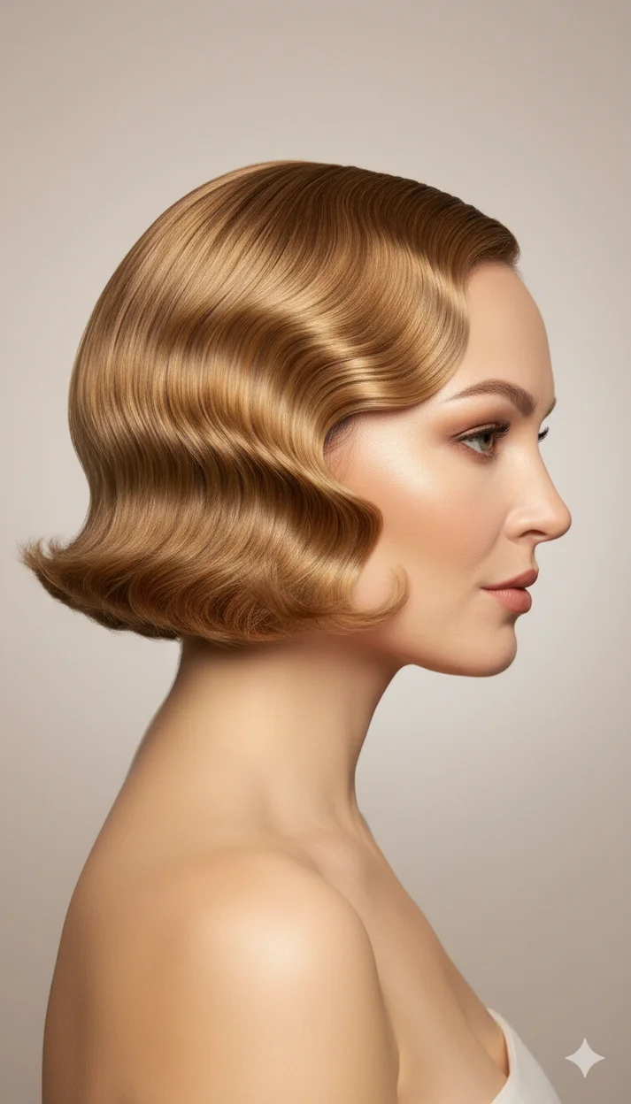 Гладкий ретро-боб с золотистым блондом