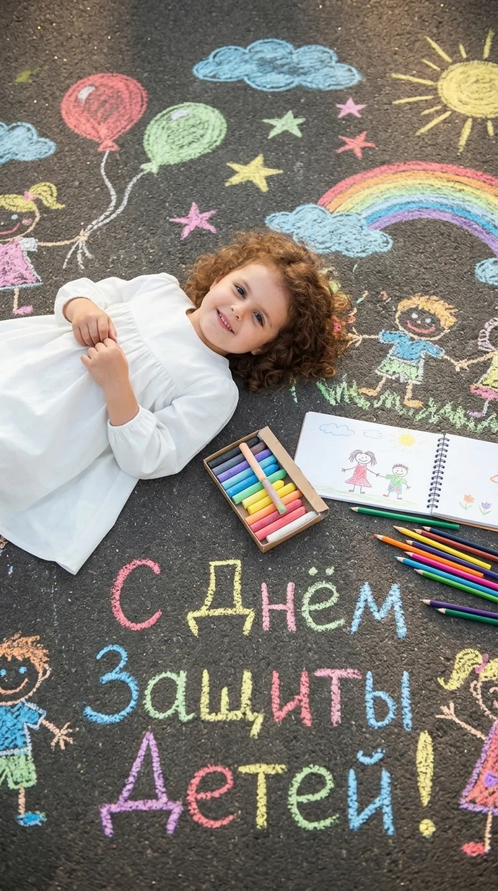 Фото ребенок на асфальте С днем защиты детей 