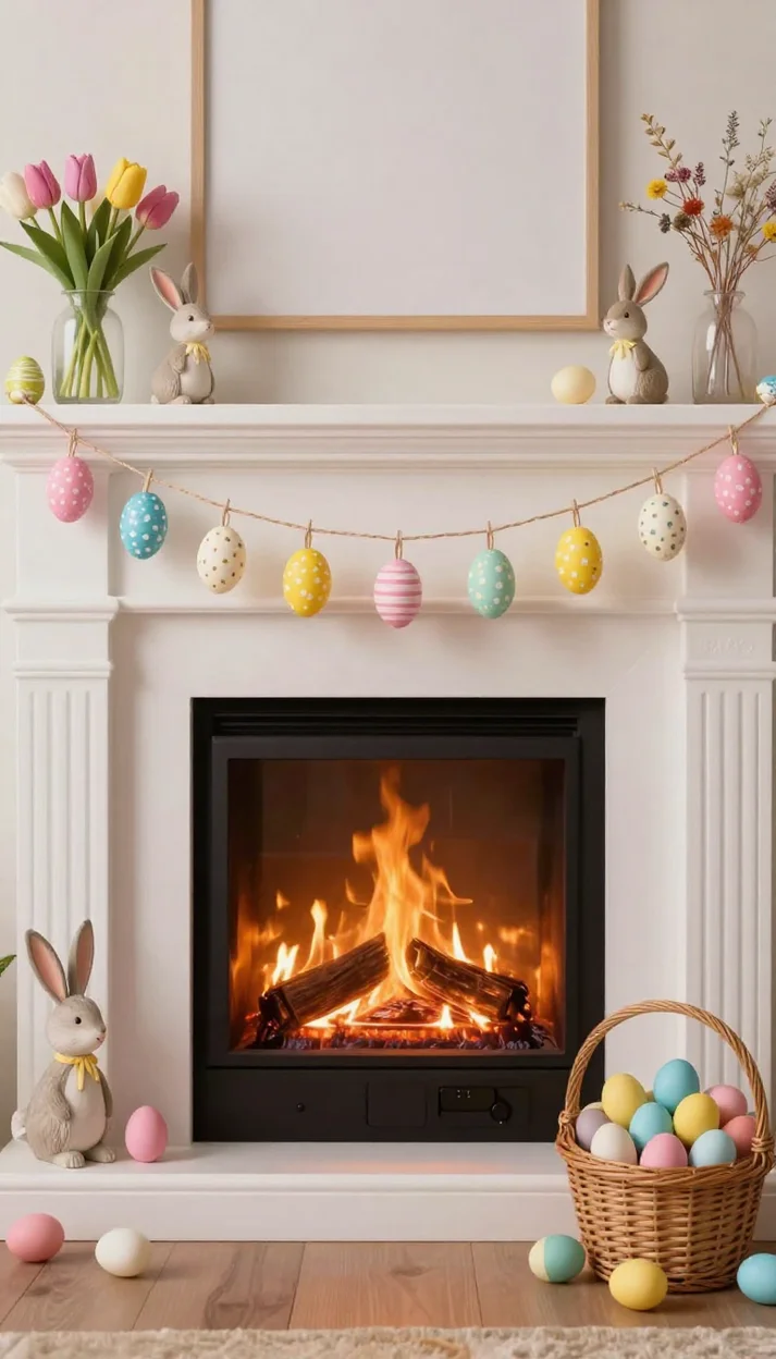 Камин с пасхальным декором