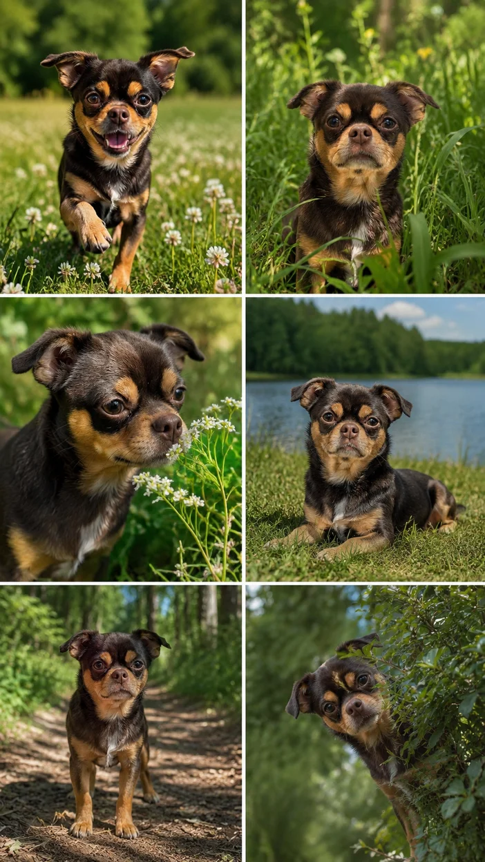 Фотоколлаж с собаками на природе 