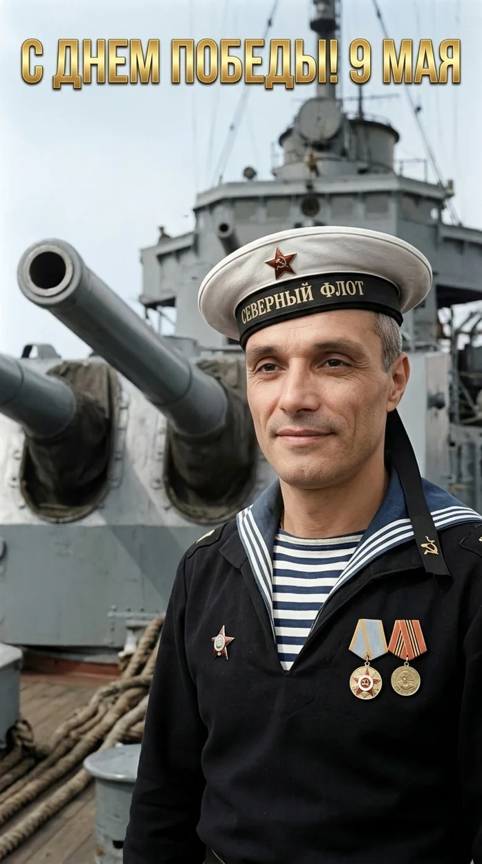 открытка 9 мая,  моряк - ваше лицо