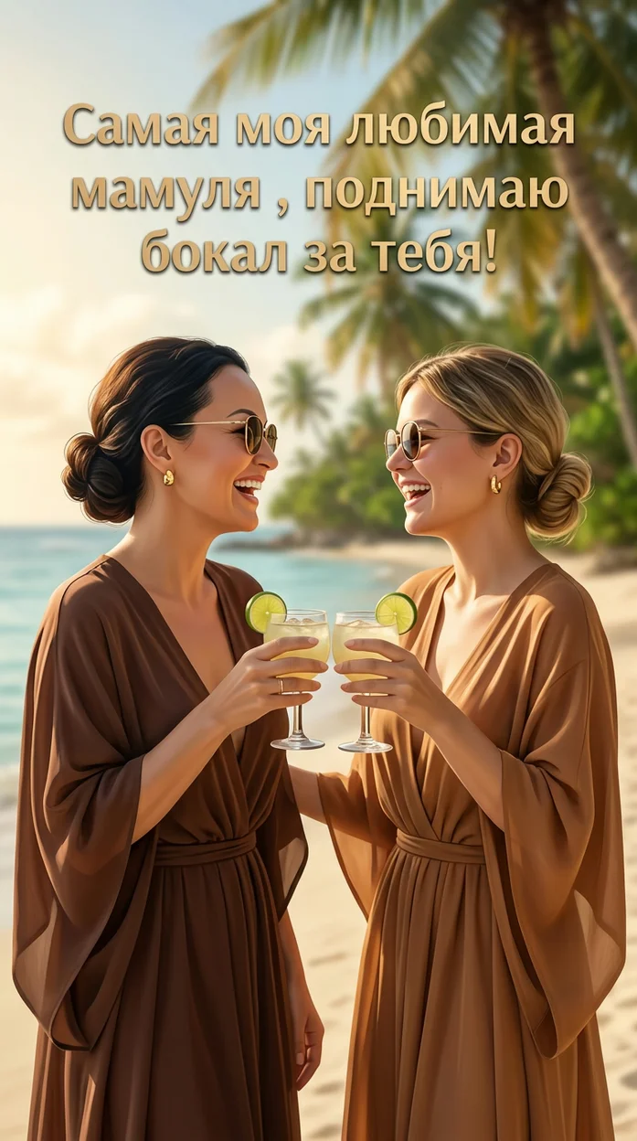 Открытка для мамы  -  поднимаю бокал за тебя! 