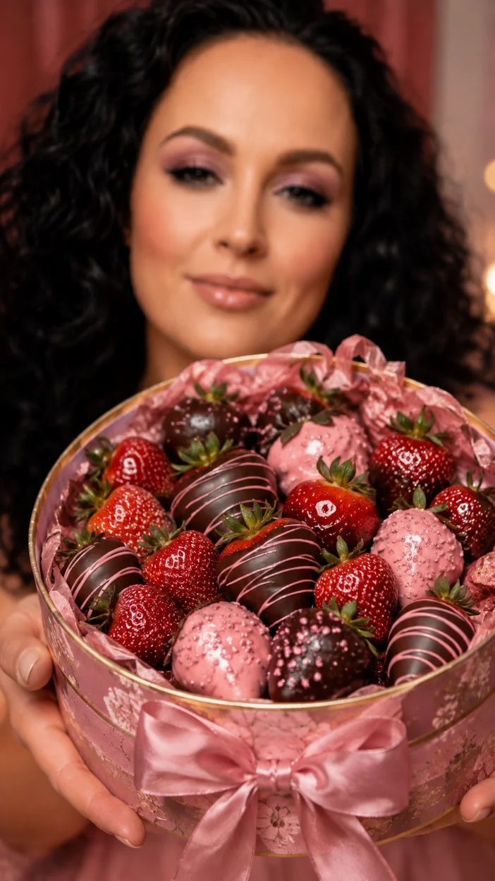 Фотосессия коробки клубники в шоколаде