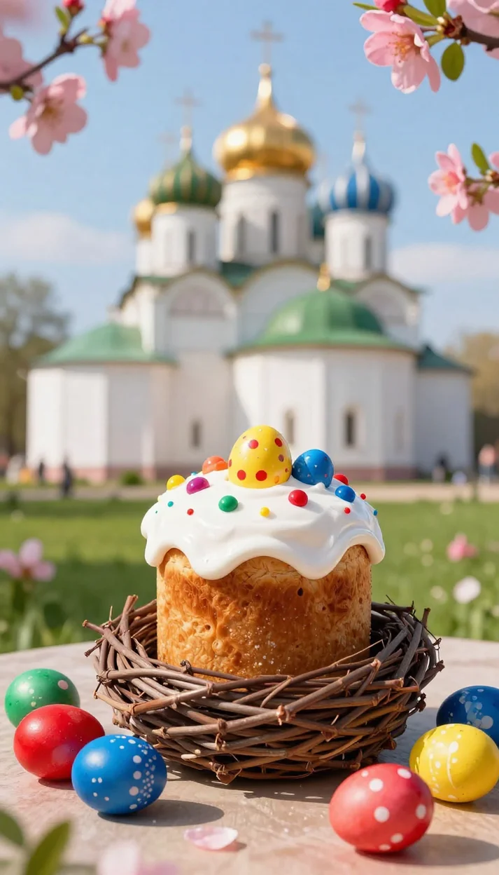 Кулич с белой глазурью