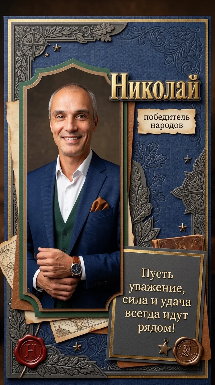 «Николай» именная открытка
