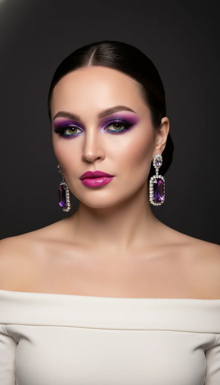  ФУКСИЯ-ГЛАМ БЬЮТИ С ФИОЛЕТОВО-БИРЮЗОВЫМИ СТРЕЛКАМИ