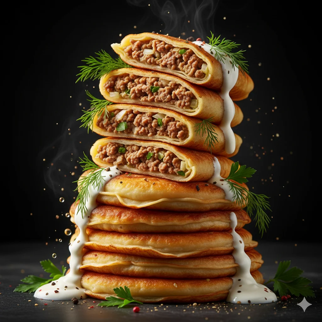 ИИ-фотосессия — Блинчики с мясом
