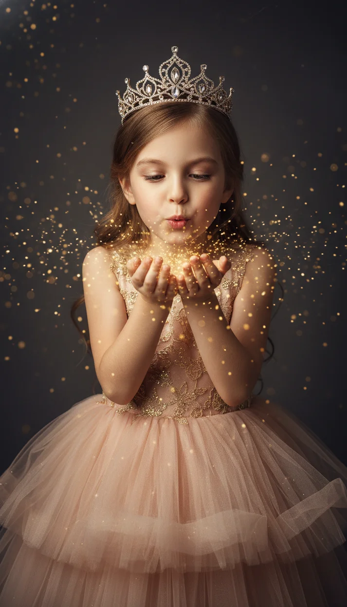  Сказочный портрет маленькой принцессы с золотыми искрами