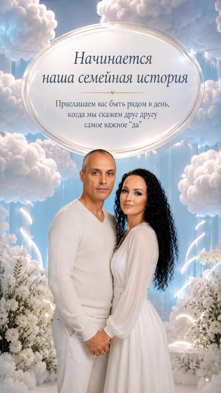 Фотооткрытка облачная «Начинается наша семейная история»