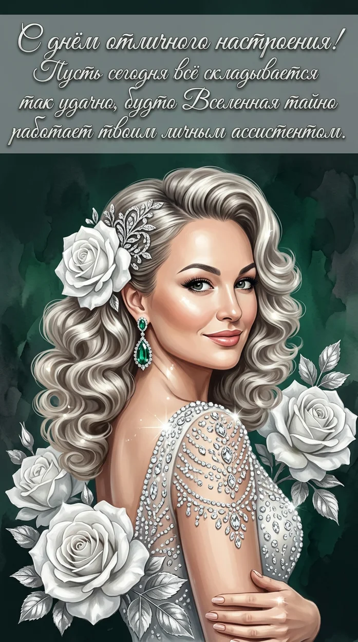 Открытка с вашим фото и пожеланием «С днём отличного настроения!