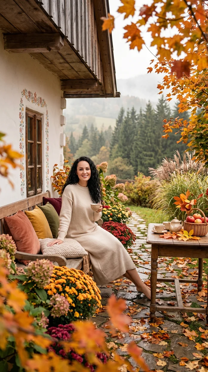 Небольшая терраса у дома оформлена как атмосферная luxury cottage