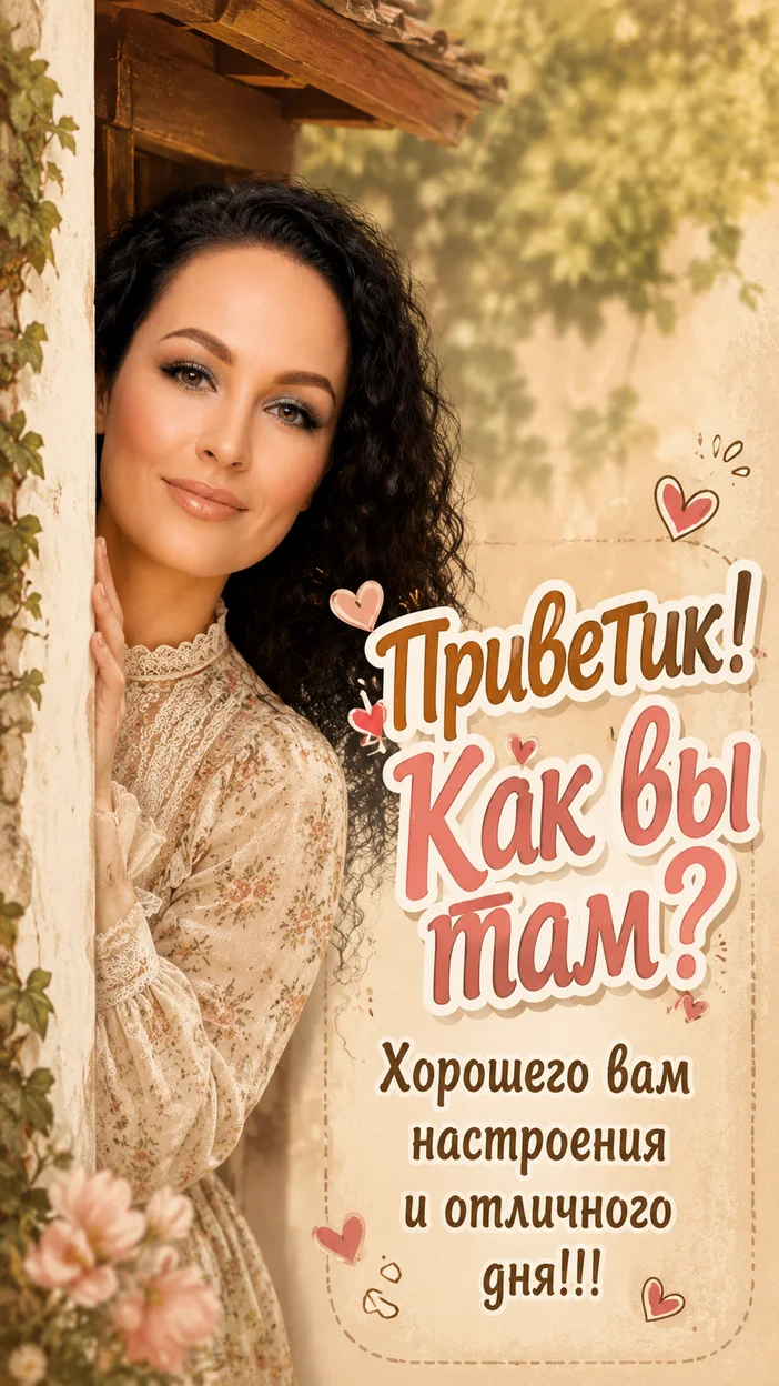 Фотооткрытка для всех с текстом "Приветик! Как вы там?"