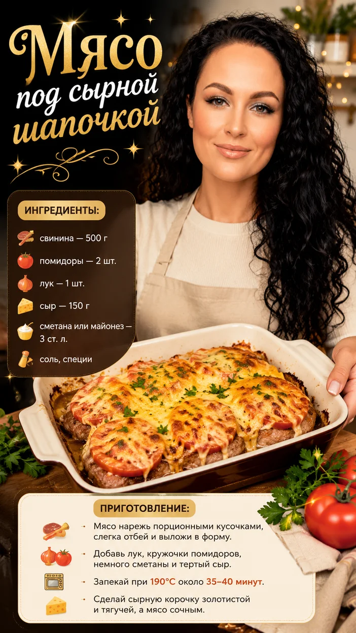 Фотосессия мяса под сыром