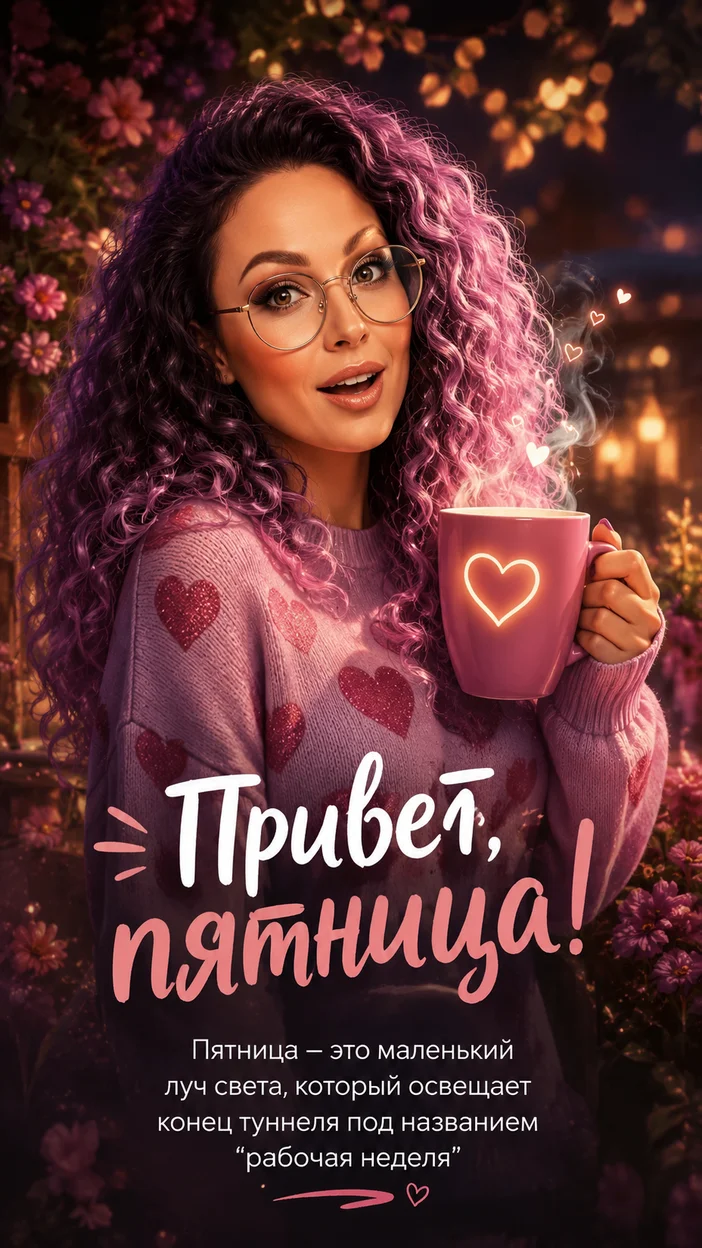 Фотооткрытка для тебя с текстом "Привет, пятница!"