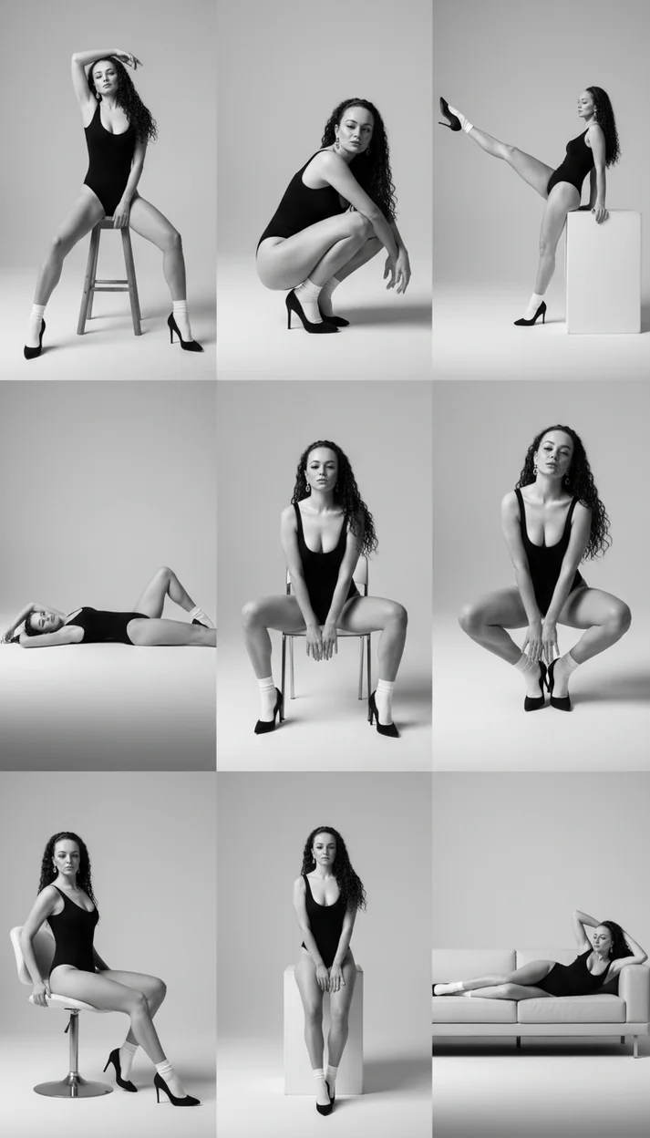 Коллаж чёрно-белая fashion фотосессия 