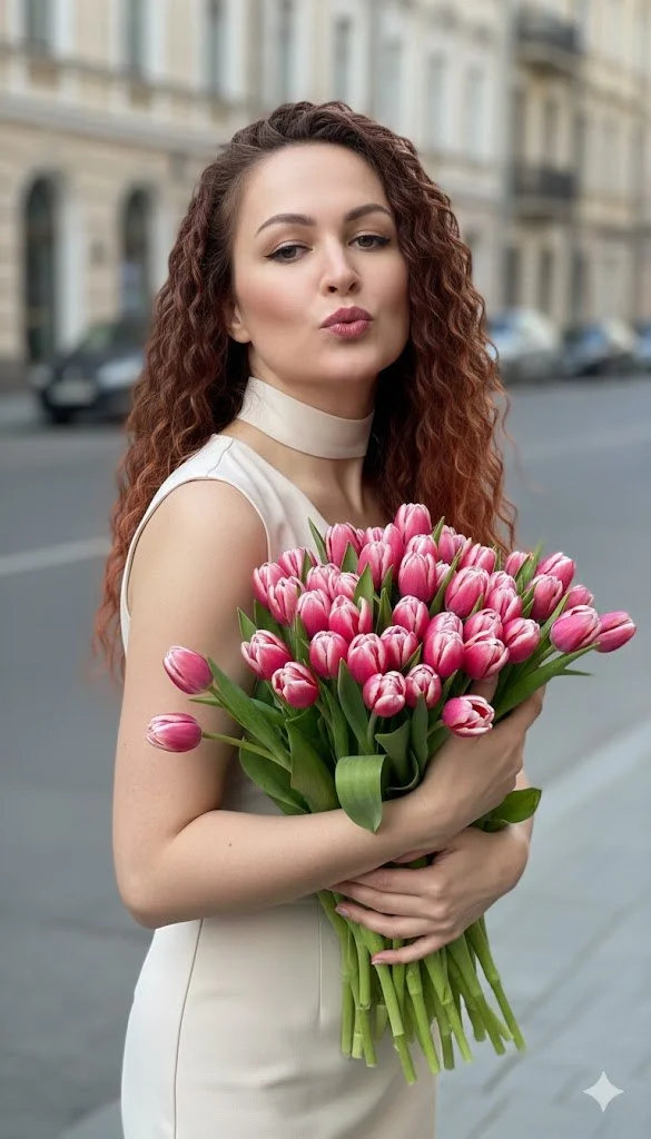ИИ-фотосессия — Портрет с тюльпанами
