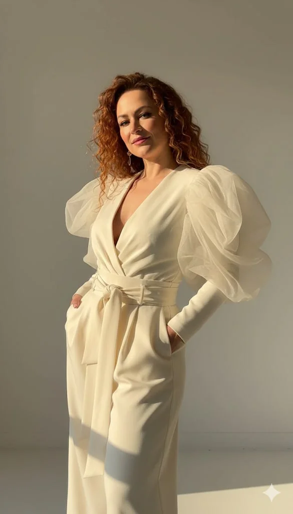 Цветочная элегантность: кремовый костюм