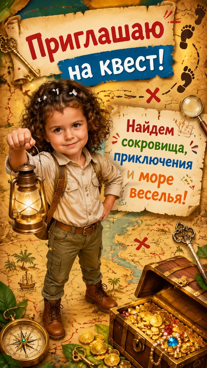 Фотооткрытка — Приглашаю на квест!
