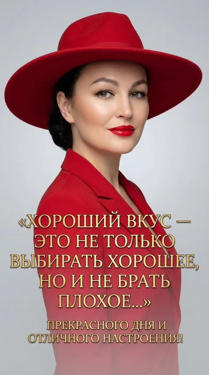 Открытка с вашим фото - «ХОРОШИЙ ВКУС — ЭТО НЕ ТОЛЬКО ВЫБИРАТЬ ХОРОШЕЕ, НО И НЕ БРАТЬ ПЛОХОЕ…» 